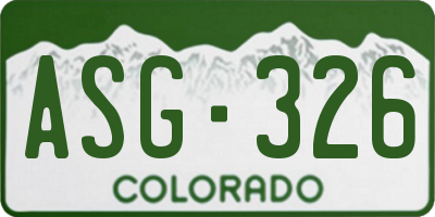 CO license plate ASG326