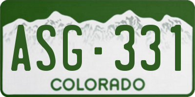 CO license plate ASG331