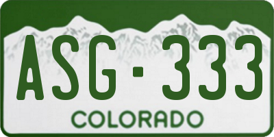 CO license plate ASG333