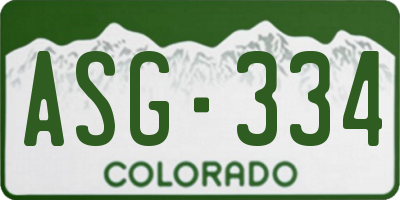 CO license plate ASG334