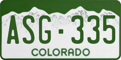 CO license plate ASG335