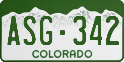 CO license plate ASG342