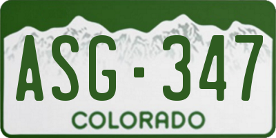 CO license plate ASG347