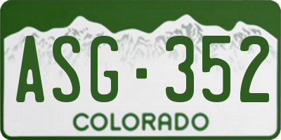 CO license plate ASG352