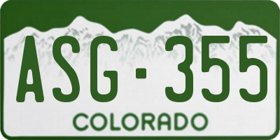 CO license plate ASG355