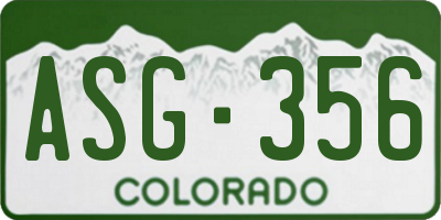 CO license plate ASG356
