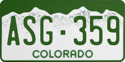 CO license plate ASG359