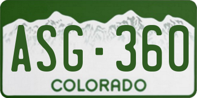 CO license plate ASG360