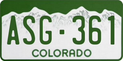 CO license plate ASG361
