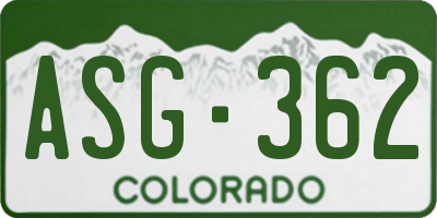 CO license plate ASG362