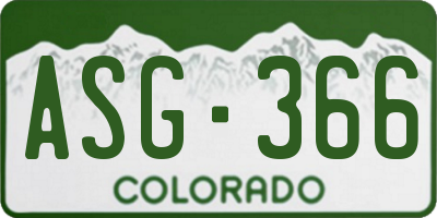 CO license plate ASG366