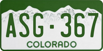 CO license plate ASG367