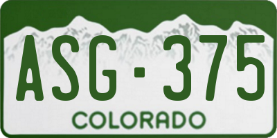 CO license plate ASG375
