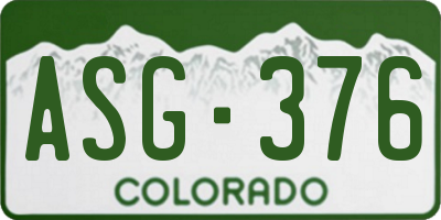 CO license plate ASG376