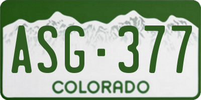 CO license plate ASG377