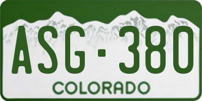 CO license plate ASG380