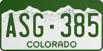 CO license plate ASG385