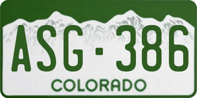 CO license plate ASG386