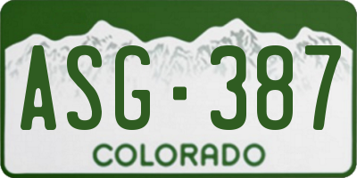CO license plate ASG387