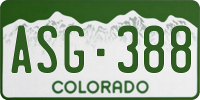 CO license plate ASG388