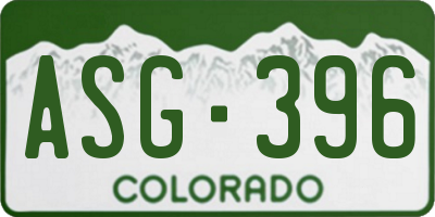 CO license plate ASG396