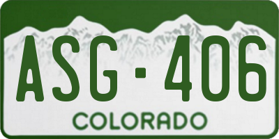 CO license plate ASG406