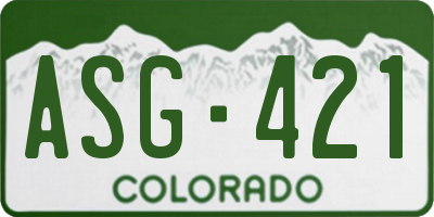 CO license plate ASG421