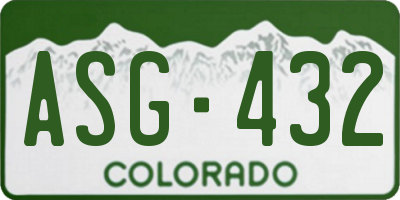 CO license plate ASG432