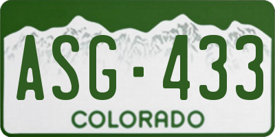 CO license plate ASG433