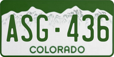 CO license plate ASG436