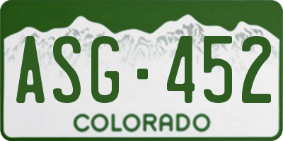 CO license plate ASG452