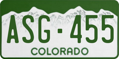 CO license plate ASG455