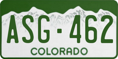 CO license plate ASG462