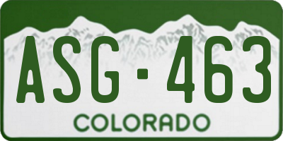 CO license plate ASG463