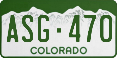 CO license plate ASG470