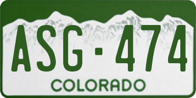 CO license plate ASG474