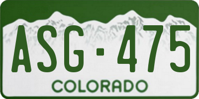 CO license plate ASG475