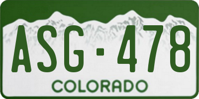 CO license plate ASG478