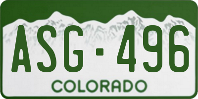 CO license plate ASG496