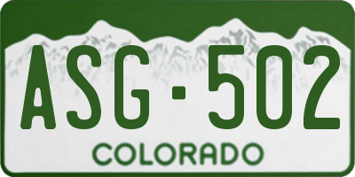 CO license plate ASG502