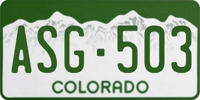 CO license plate ASG503