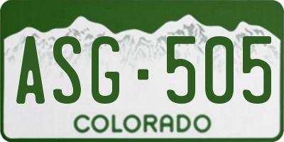 CO license plate ASG505