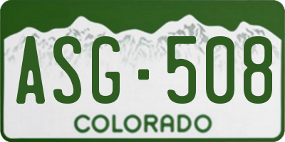 CO license plate ASG508