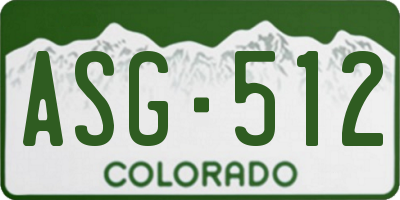 CO license plate ASG512