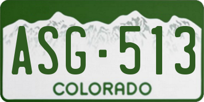 CO license plate ASG513