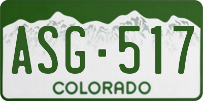 CO license plate ASG517