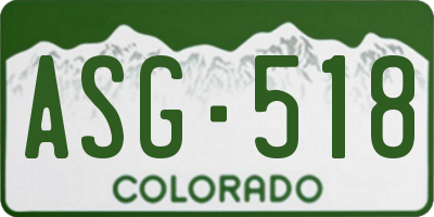 CO license plate ASG518