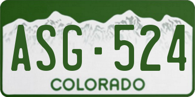 CO license plate ASG524