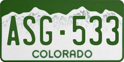 CO license plate ASG533