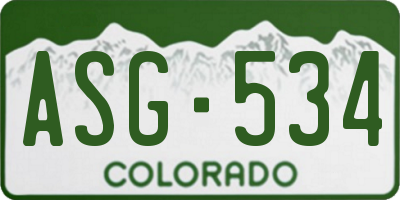 CO license plate ASG534